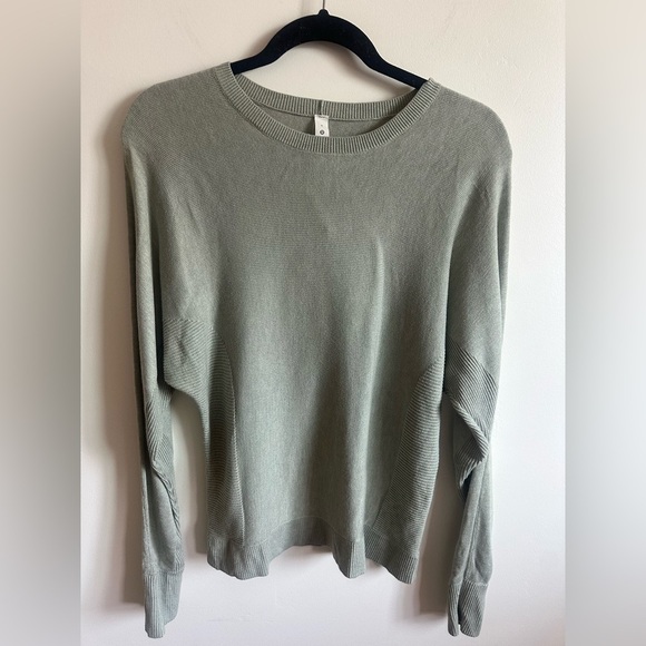 Lululemon Cashmere Knit Pullover Crew Neck Sweater Heathered Green Fern Size 8 - Picture 4 of 7